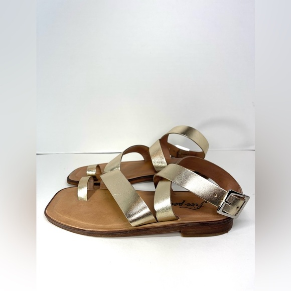 NWT FREE PEOPLE Women’s Gold Romeo Wrap Sandals Size 7.5M EU 38.5 - Picture 5 of 6